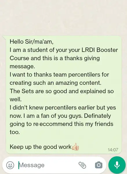 Student WhatsApp testimonial 1