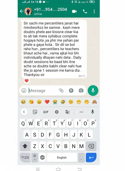 Student WhatsApp testimonial 2