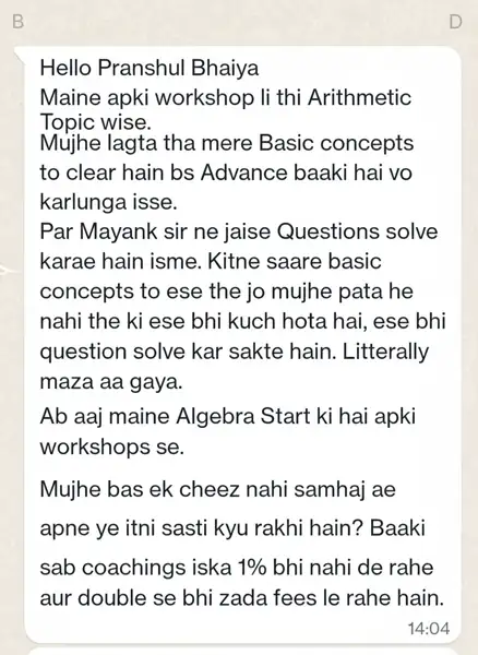 Student WhatsApp testimonial 3