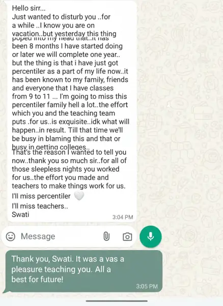 Student WhatsApp testimonial 6